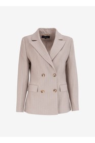 Resim Fabrika Bej Kadın Kruvaze Blazer F4WL-CKT0228 