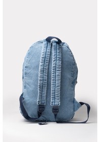 Resim İcone Bag Icone Unısex Sırt Çantası, Yıkamalı Denim Çanta, Fermuar Kapamalı, Kot Sırt Çantası Açık Mavi 