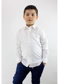 Resim Doctor Junior Erkek Çocuk Kendinden Desenli Uzun Kol Gömlek Krem Krem 