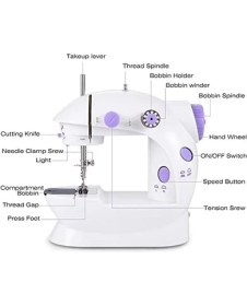 Resim Leaf Shop Portatif Dikiş Makinesi Mini Dikiş Makinesi Iki Telli Iki Hızlı Pedallı Mini Boy 