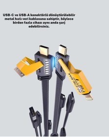 Resim Ilkeshop Dalı 4 Ü 1 Arada Çok Fonksiyonlu Hızlı Şarj Veri Kablosu Kablo 