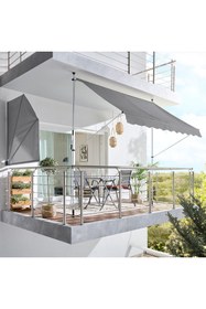 Resim ENLIS 250x130 Teleskopik Balkon Tentesi Gri Delmesiz Manuel Güneşlik Tente 
