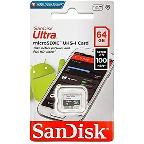 Resim Sandisk Ultra 64GB 100mb/s MicroSDXC Hafıza Kartı 