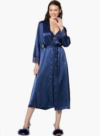 Resim Ceyyiz Pierre Cardin Uzun Saten Sabahlık Gecelik Set 4370 