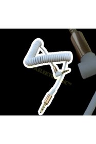 Resim ATAELEKTRONİK Spiralli Beyaz Renk L Tip 3.5mm Aux Kablosu 3.5 Mm Altın Uçlu Jak 1.8mt - 3.5mm 