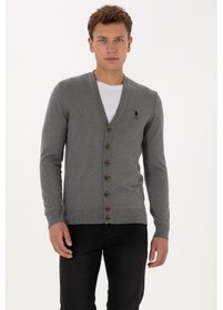 Resim U.s. Polo Assn. Erkek Gri Melanj Hırka Triko 50313702-vr086 Gri Melanj 