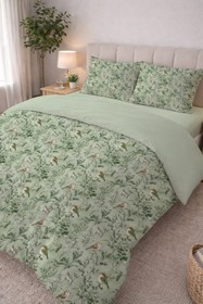 Resim Evmila Minik Kuşlar Desenli Nevresim Takımı - 200x220 Cm Nevresim + 50x70 Yastık kılıfı + 160x200 Cm Çarşaf 