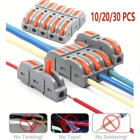Resim 10/20/30 adet Kollu Tel Bağlantı Elemanı, Docking terminalleri, 1 İletkenli Kompakt Tel Bağlayıcılar Devre İçin Ekleme Bağlantıları 24-12 AWG 