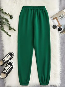 Resim Baskısız Eşofman Altı Jogger - Lastik Paça Yüksek Bel Yeşil 