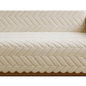 Resim 1 Adet Royam Peluş Pamuklu Sünger Tabanlı Kaymaz Koltuk Çekyat Örtüsü 160 X 210 Ekru 