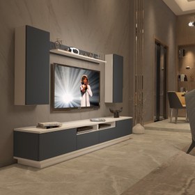 Resim Trendstyle 5220DS Mdf Tv Ünitesi Tv Sehpası Beyaz Antrasit 