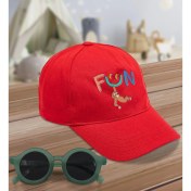 Resim BK Kids Fun Tasarımlı Kırmızı Cotton Çocuk Şapkası ve Yeşil Çocuk Güneş Gözlüğü Hediye Seti 