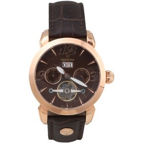 Resim Daymond Rene Kahverengi Deri Kordon Kahverengi Kadran Takvimli Erkek Saati 