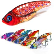 Resim 4 Delikli 3D Baskılı Çinko Alaşım VIB Titreşimli Kuyruk Yılan Yem, Yüzde Su, Bass Balıkçılığı, Muskie, Walleye, Trout, Salmon, Pike, Bass Yem|Canlı Renkler|Gerçekçi Tasarım 