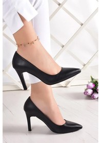 Resim Erkan Saçmacı Veronica Siyah Vegan Sivri Burun İnce Topuklu Stiletto Ayakkabı 