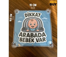 Resim Megbuy Mavi Renk Dikkat Arabada Bebek Var Yazılı Bebek Araba Cam Süsü Oto Aksesuar Vantuzlu 