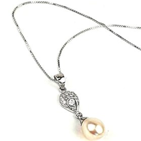 Resim OSESHOP Zirkon Taşlı 925 Ayar Gümüş Zarif Inci Kolye 