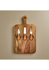 Resim Aroww Akasya Bıçaklı Kare Peynir Sunum Tahtası - Kahverengi - 37x22 Cm Çok Renkli 