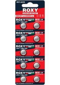 Resim Roxy Rxy-ag10 1.5 Volt Lr54/1130/189/389 Alkalin Düğme Pil 10'lu Paket 