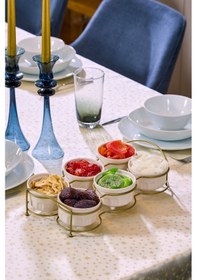 Resim Edora Home Gold Altı Bölmeli Çerezlik İkram Seti Metal Paslanmaz 