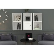 Resim Kitaplikli Kapakli Duvar Rafi Beyaz 100 Cm Dvr-1060 