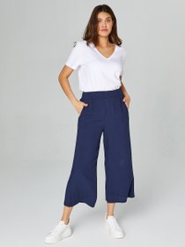 Resim Faik Sönmez Kadın Wide Leg Viskon Kapri 25YB00080 - Lacivert / XL 