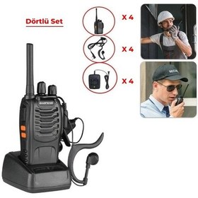 Resim 4lü Baofeng Bf-88e Lisanssız Pmr El Telsizi Kulaklık Set 