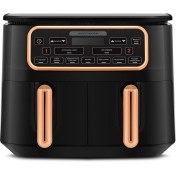 Resim Yüksek Kapasiteli Siyah Elektrikli Fritöz, 8 Kişilik, 4+4 Litre, Çok Fonksiyonlu 