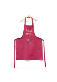 Resim Mutfak Önlüğü Kişiye Ve İsme Özel Nakışlı Mutfak Önlüğü İkili Kupa Farklı Renkler Bordo 