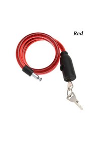 Resim Kırmızı Çelik Zincir Kilit, 2 Tuşlu Spiral Kablo İle Çok Renkli 