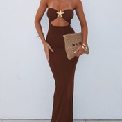 Resim Kadınlar için Seksi Askısız Metalik Denizyıldızı Kesimli Bodycon Maksi Elbise - Yüksek Esneklikli Uzun Resmi Akşam Elbisesi Partiler, Plaj Tatilleri & Yaz Etkinlikleri İçin, Plaj ve Parti Gece Giyimi, Şık Silüet 