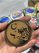 Resim KOMANDO PAZARI Ay Yıldız Ve Kurt Motifli 3D Lazer Kesim Arkası Cırtlı Patch 