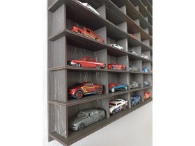 Resim Cr Design Oyuncak Araba Rafı 50'li Eskitme Siyah (Hotwheels ve Matcbox Arabaları Için Uygundur) 