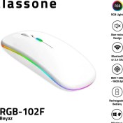 Resim Classone RGB-102F Rgb Işıklı, Efektli, Silent-Sessiz, Rf Kablosuz, Bluetooth Mouse - Beyaz 