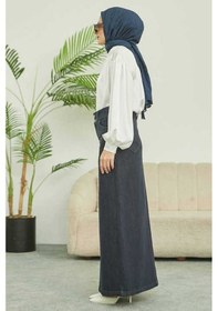 Resim 2254-denim Klasik Etek Füme Füme 