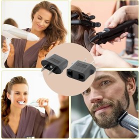 Resim Derwell 1 Adet Türk Fişi Amerikan Tip Fişe Çevirici Seyahat Adaptörü 2 Pinli Düz Plug Travel Adapter Fiş Priz Dönüştürücü Piriz Siyah 