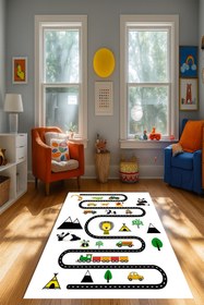Resim Kessy Home Studio Eğitici Yol Desenli Çocuk Oyun Halısı Dijital Baskı Yıkanablir Kaymaz Taban Çocuk Odası Halısı 5 
