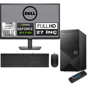 Resim Dell Vostro 3910 mt Intel Core I7 12700 32GB 2tb SSD 27" Fhd Ubuntu Nvidia GT730-4GB Masaüstü Bilgisayar 27N3910GT730U19 + Zetta USB Bellek 
