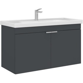 Resim Orka Desna 100 Cm Mat Antrasit Banyo Dolabı Alt Modül Lavabo Mat Antrasit 