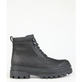 Resim Calvin Klein Deri Siyah Erkek Bot Lugged Boot Laceup Rebellıous 