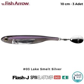 Resim Fish Arrow Flash J Spin Elastomer 10cm 4'' 03 Lake Smelt Silver Silikon Balık 3 Adet 