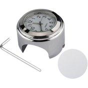 Resim Alüminyum Alaşımlı Motosiklet Bisiklet Saati 22-25.4mm Gidon Aydınlık Saat / Termometre - Saat / Gümüş Kabuk Beyaz Kadran 