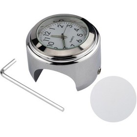 Resim Alüminyum Alaşımlı Motosiklet Bisiklet Saati 22-25.4mm Gidon Aydınlık Saat / Termometre - Saat / Gümüş Kabuk Beyaz Kadran 