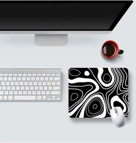 Resim Black And White Topography Map 22x18cm İlyuka Mini Boy Mousepad 