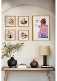 Resim Huhuli Ahşap Çerçeveli 5 Parça Set Tablo Huhu458 