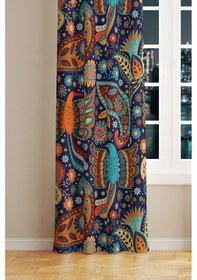 Resim Anka Desenli Süet Oturma Odası Salon Fon Perde Dijital Baskılı Ekstrafor Büzgü Tek Kanat Prd-1064 Çok Renkli 