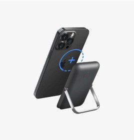 Resim uniq HOVEO MANYETİK HIZLI KABLOSUZ USB-C PD POWERBANK İLE STAND 5000MAH - KÖMÜR GRİ 
