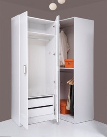 Resim Kenyap Plus 812447 Stella 3 Kapaklı 2 Çekmeceli Köşe Gardırop -parlak Beyaz 