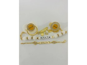 Resim PremiumPort Kişiye Özel Bebek Emzik ve Askısı Zinciri, Güzel ve Kullanışlı Set 