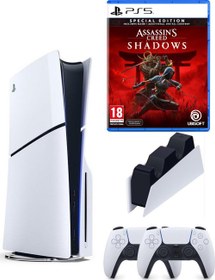 Resim Playstation 5 slim Cdli + 2.kol Dualsense +Şarj istasyonu +Assasin's Creed Shadows ( İthalatçı Garantili) 